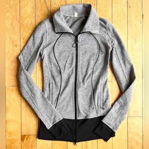 Lululemon Asana Jacket Womens Black White Herringbone Zip Up Activewear Size 4
